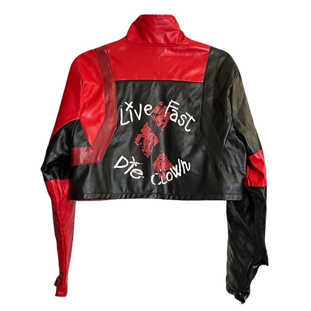 The Suicide Squad Harley Quinn Cropped Jacket Size XL Live Fast Die Clown